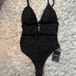 Forever 21 Black Heart Bodysuit